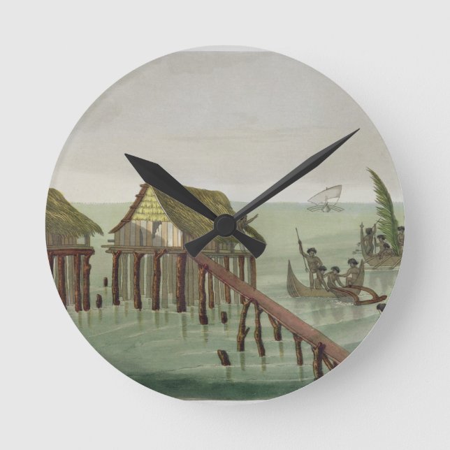 Habitations of the Papu Stamm, Rawak, Platte 22 fü Runde Wanduhr (Vorderseite)