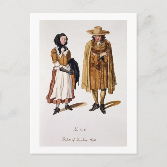 Habits of Quakers, 1675 (farbige Gravur) Postkarte (Vorderseite)