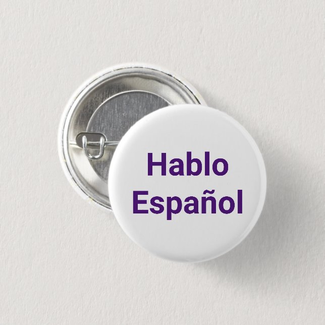 Hablo Español lila weiß I spreche Spanisch Button (Vorne & Hinten)