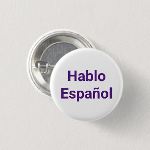 Hablo Español lila weiß I spreche Spanisch Button