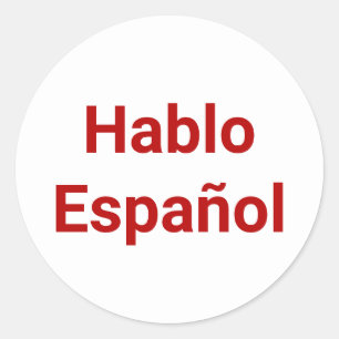 Hablo Español white red I Speak Spanisch Runder Aufkleber