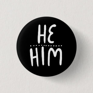 HABM/HABM Pronouns Schwarz-weiß Handschrift Minim Button
