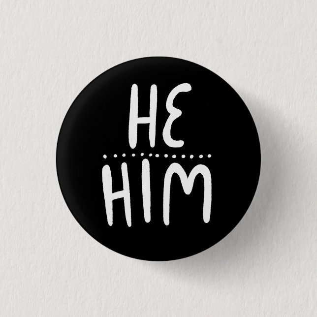 HABM/HABM Pronouns Schwarz-weiß Handschrift Minima Button (Vorderseite)