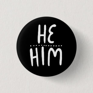 HABM/HABM Pronouns Schwarz-weiß Handschrift Minima Button