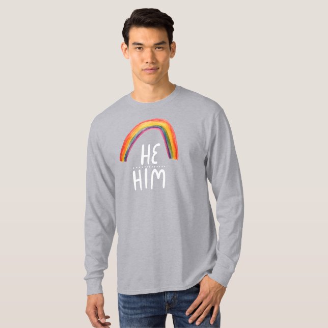 HABM Pronouns Rainbow Handletter T - Shirt (Vorne ganz)