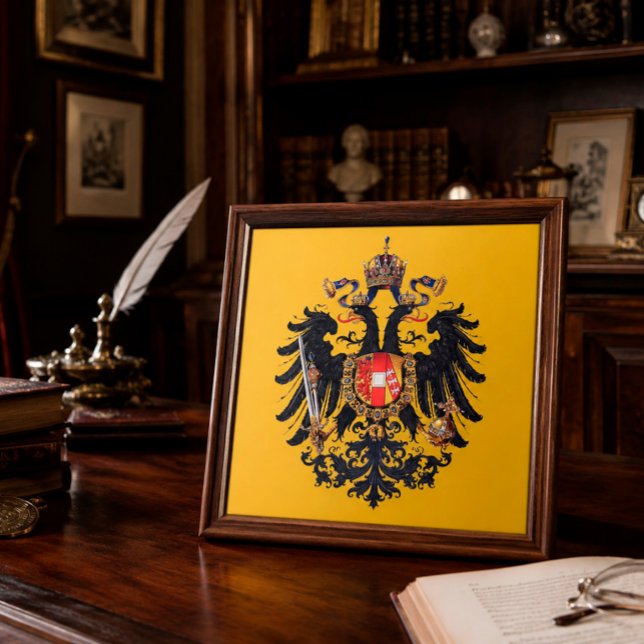 Habsburger Doppeladler-Erbe-Kachel Fliese (Austrian coat of arms tile with timeless European study décor.)