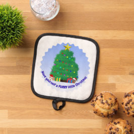 Habt ein pelziges kleines Weihnachten Topflappen