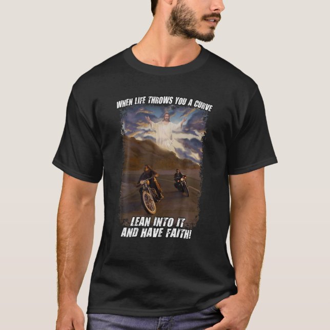 Habt Vertrauen Christlich Biker - Motorrad Jesus D T-Shirt (Vorderseite)