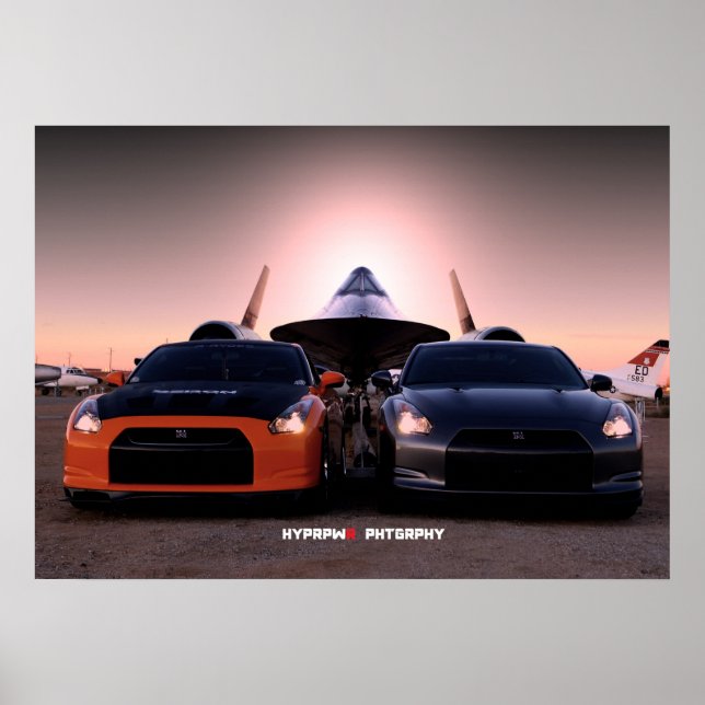 "Habu" Nissan GT-R und SR-71 Blackbird Poster (Vorne)