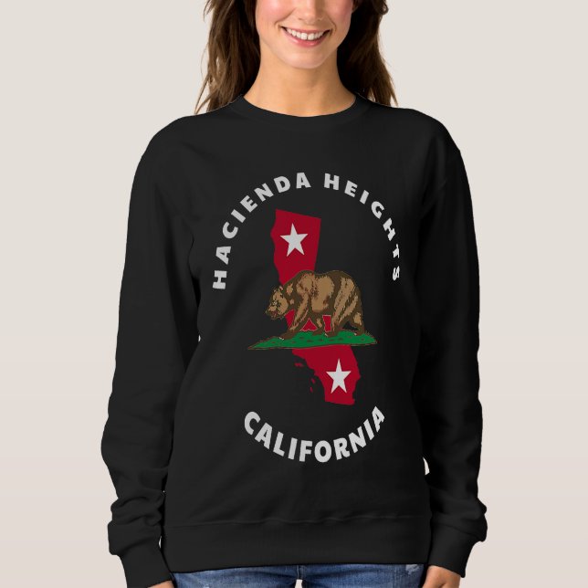 Hacienda Heights California CA Flag and Bear Badge Sweatshirt (Vorderseite)