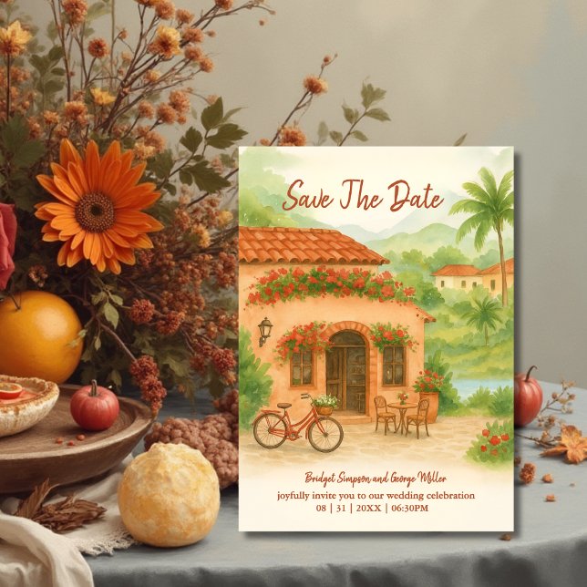 Hacienda-Hochzeit in Urlaubsort Save the Date Einladung (Von Creator hochgeladen)