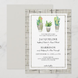 Hacienda Style Cactus Courtyard in Gray Wedding Einladung