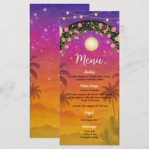Hacienda Sunset Floral Arch 15. Quinceañera-Menü Menükarte