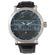 Hack the Planet Blue Globe Computer Hacker Design
