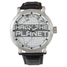 Hack the Planet Dark Globe Computer Hacker Design Armbanduhr