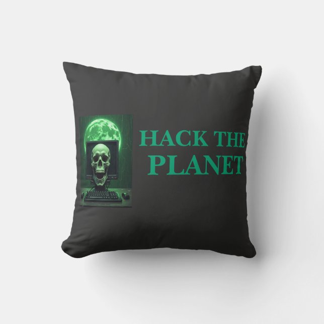 HACK THE PLANET - Digitale Dominanz beginnt hier Kissen (Vorderseite)
