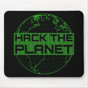 Hack the Planet Green Globe Computer Hacker Design Mousepad
