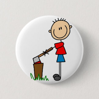 Hacken des hölzernen Strichmännchen-Knopfes Button