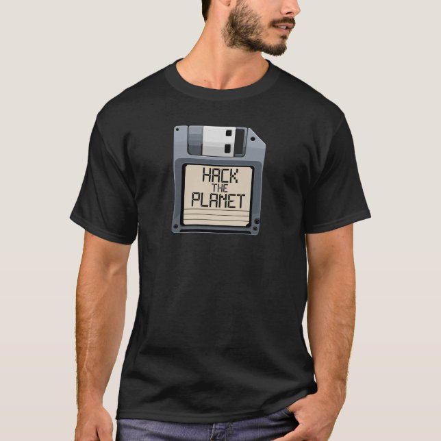 Hacken Sie die Diskette Planet T-Shirt (Vorderseite)