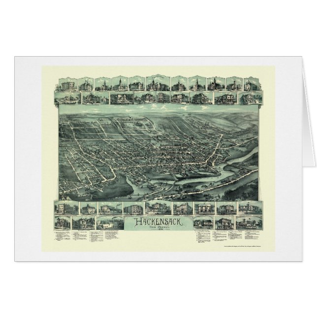 Hackensack, NJ panoramische Karte - 1896 (Vorderseite (Horizontal))