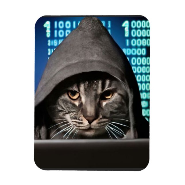 Hacker Black Cat Magnet (Vertikal)