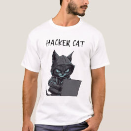 Hacker Cat Design T-Shirt