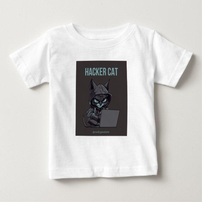 Hacker Cat Print T - Shirt (Vorderseite)