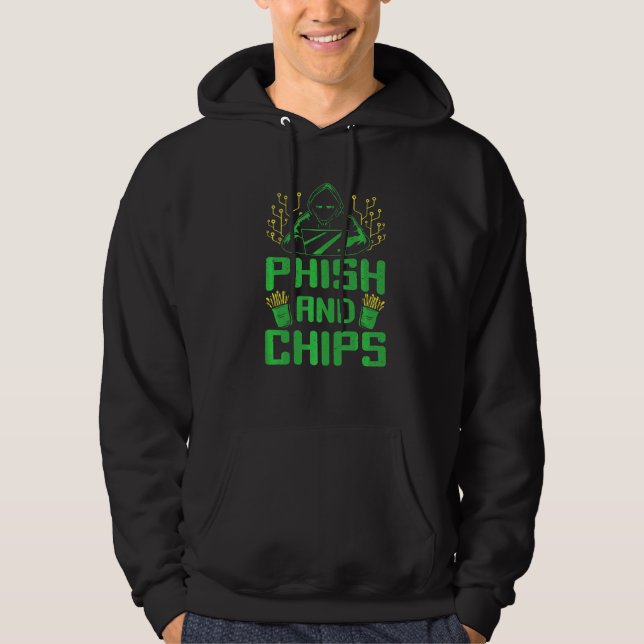 Hacker Computer Code Phish und Chips Cybersecurity Hoodie (Vorderseite)