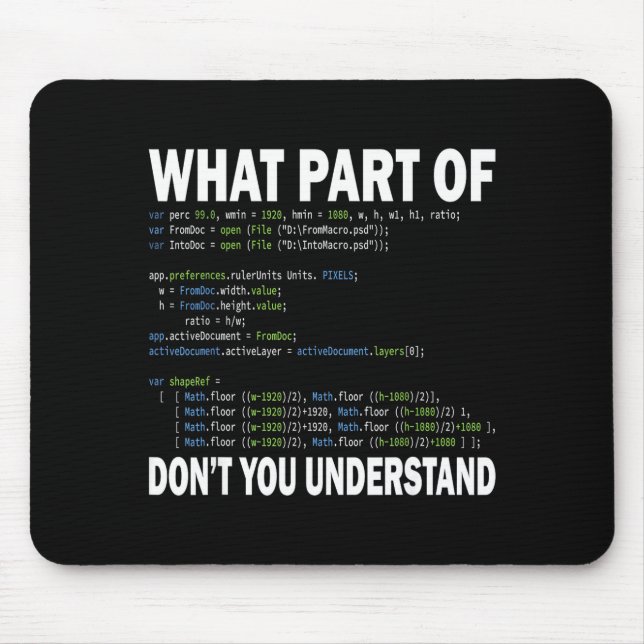 Hacker Computer Programmer Apparel Coding What Par Mousepad (Vorne)