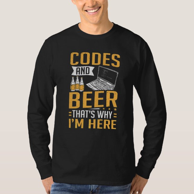 Hacker-Computercode und Biersicherheit T-Shirt (Vorderseite)