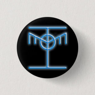 Hacker-ethische Ikonen-blauer Glühen-Knopf Button
