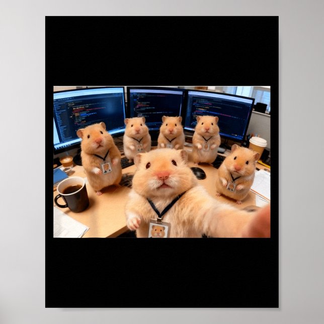 Hacker Hamster Team Selfie Meme Cringe Tier Code Poster (Vorne)