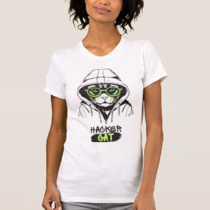 Hacker Katze Cyberpunk Tech Kitty Frauen Grafik T- T-Shirt
