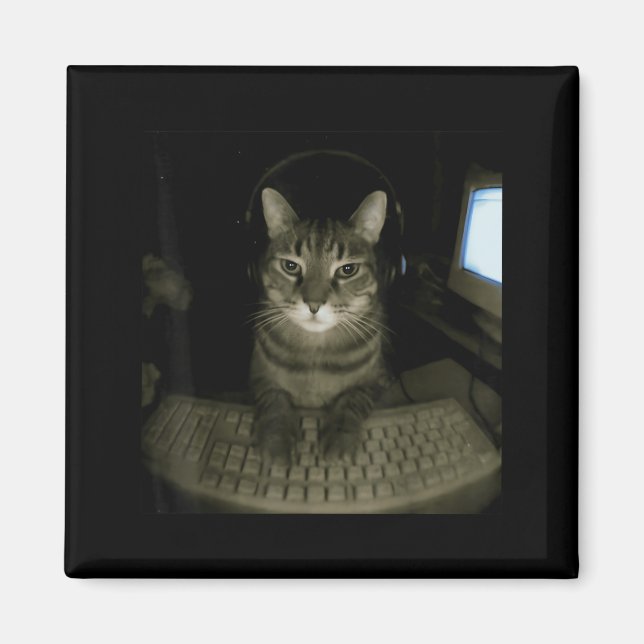 Hacker-Katzen-Meme Lustige Computerkatze Kätzchen  Magnet (Vorne)