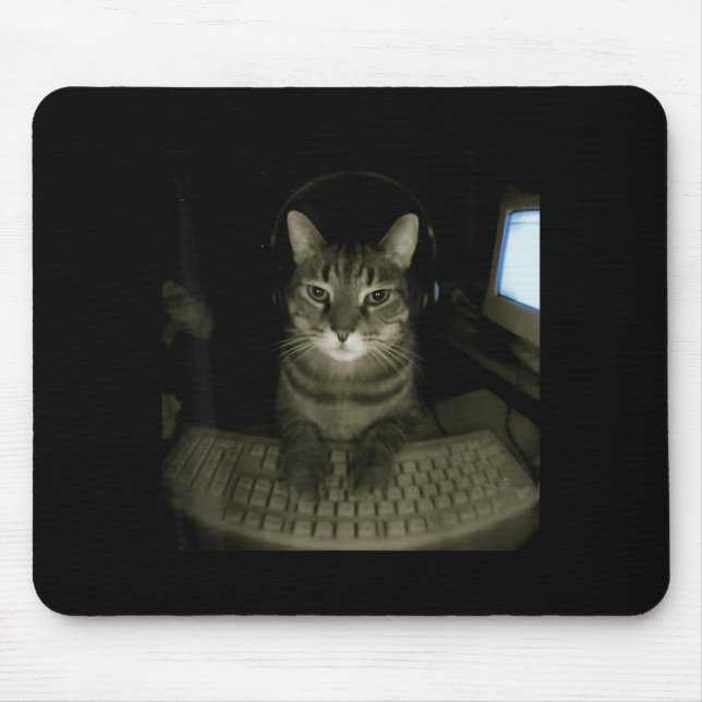 Hacker-Katzen-Meme Lustige Computerkatze Kätzchen- Mousepad (Vorne)
