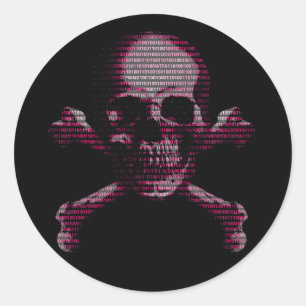 Hacker Skull und Crossbones Runder Aufkleber
