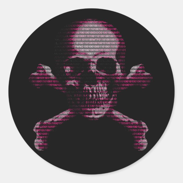 Hacker Skull und Crossbones Runder Aufkleber (Vorderseite)