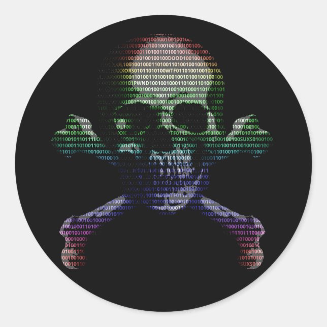 Hacker Skull und Crossbones Runder Aufkleber (Vorderseite)