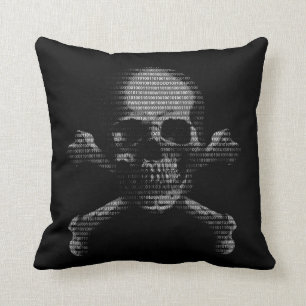 Hacker-Totenkopf mit gekreuzter Knochen Kissen