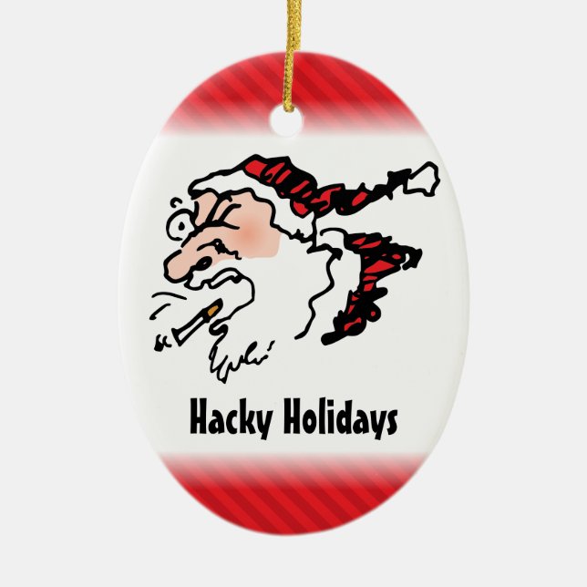 Hackin Santa Funny Cartoon Keramik Ornament (Vorne)