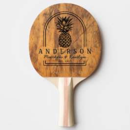 Hackklotz Ananas Hochzeitsbogen & Name Tischtennis Schläger