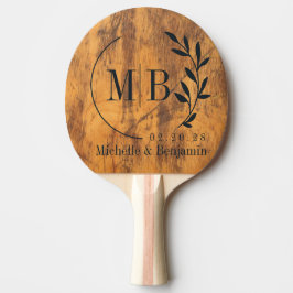 Hackklotz-Blatt-Hochzeitsmonogramm Tischtennis Schläger