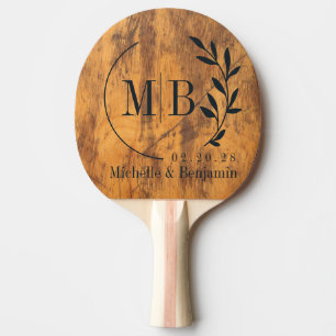 Hackklotz-Blatt-Hochzeitsmonogramm Tischtennis Schläger