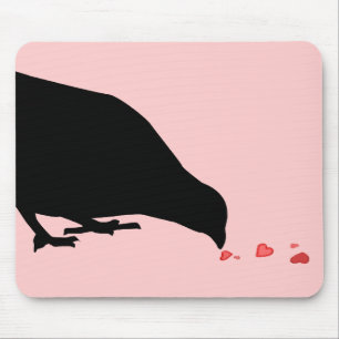 Hackordnung. Amsel & rote Herzen. Mousepad