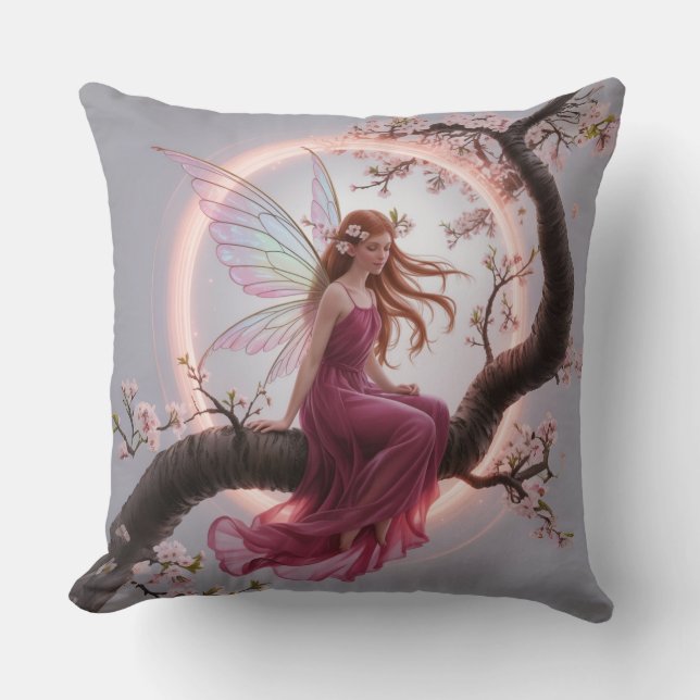 Hada mágica entre flores de cerezo – Ilustración d Kissen (Vorderseite)