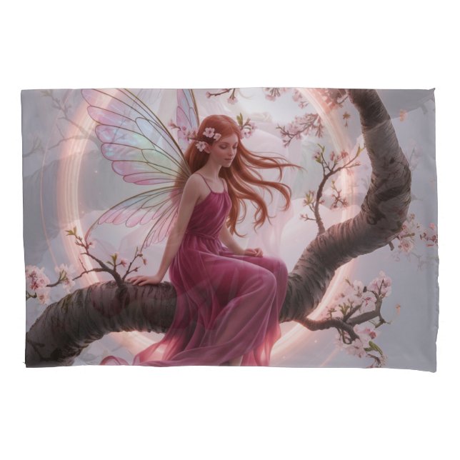 Hada mágica entre flores de cerezo – Ilustración d Kissenbezug (Vorderseite)