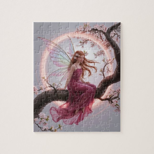 Hada mágica entre flores de cerezo – Ilustración d Puzzle (Vertikal)