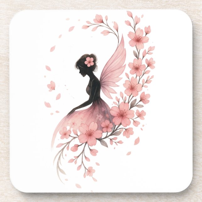 Hada Rosa con Flores de Sakura Getränkeuntersetzer (Vorderseite)