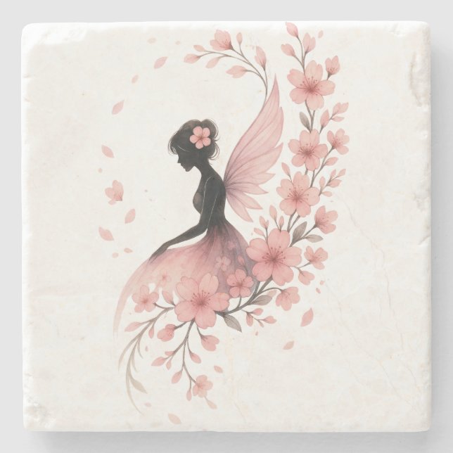 Hada Rosa con Flores de Sakura Steinuntersetzer (Vorderseite)