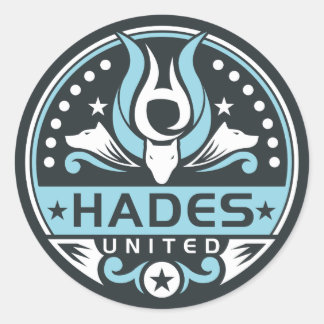 Hades United Logo Navy Blue Runder Aufkleber